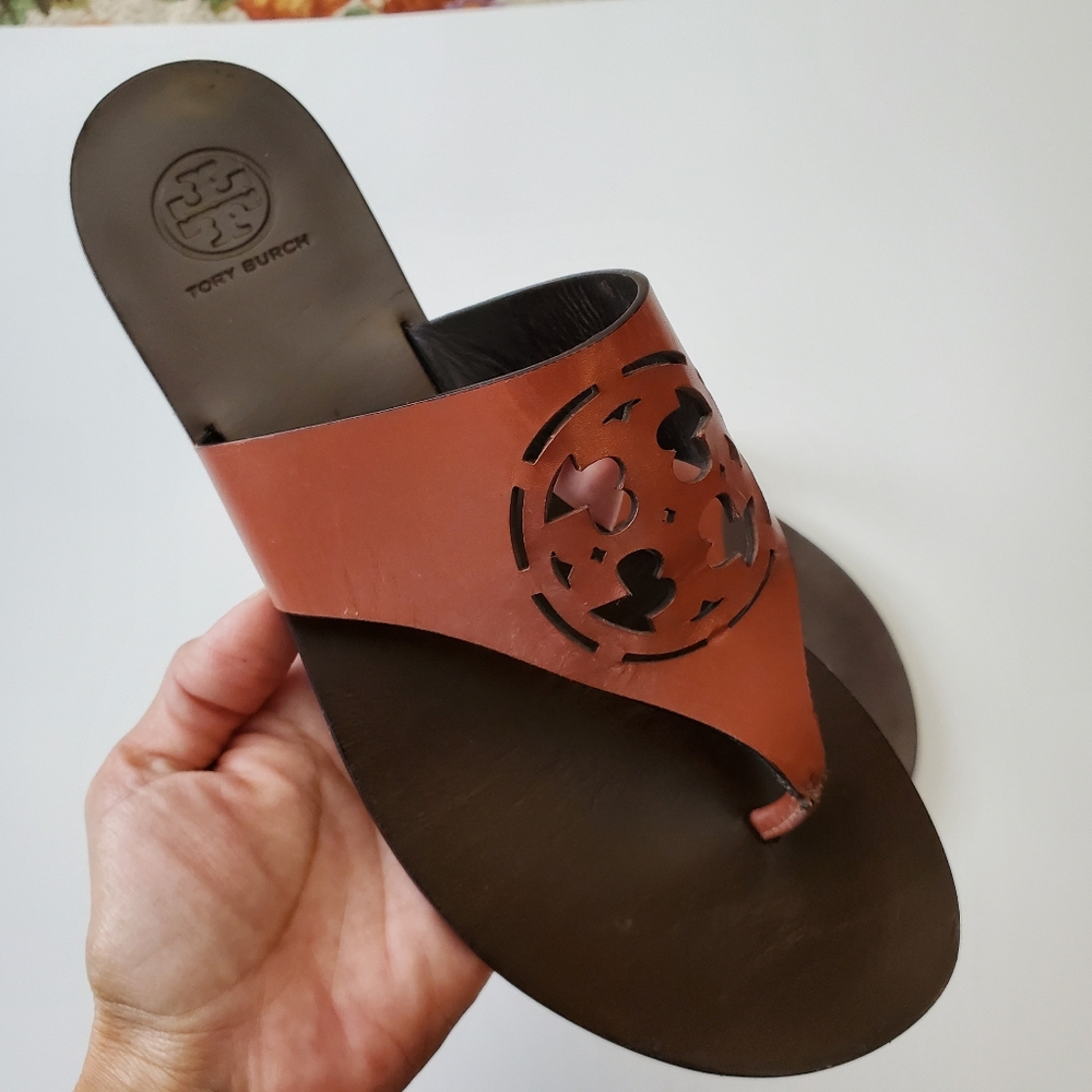 Tory Burch Zoey Thong Sandals, Brown, Size 7.5M US - Picture 2 of 7